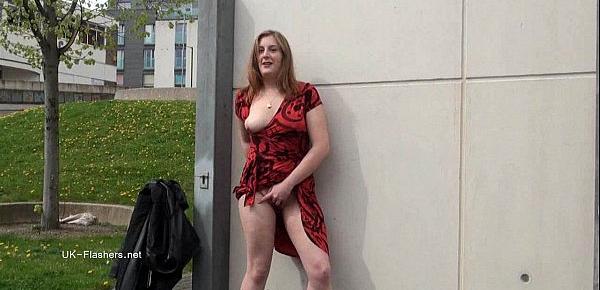  Longhaired redhead Jannas public masturbation and outdoor milf flashing the stre